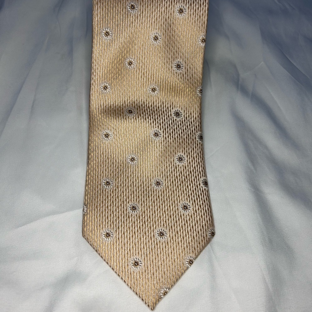 Kasper Gold Tie with white floral pattern